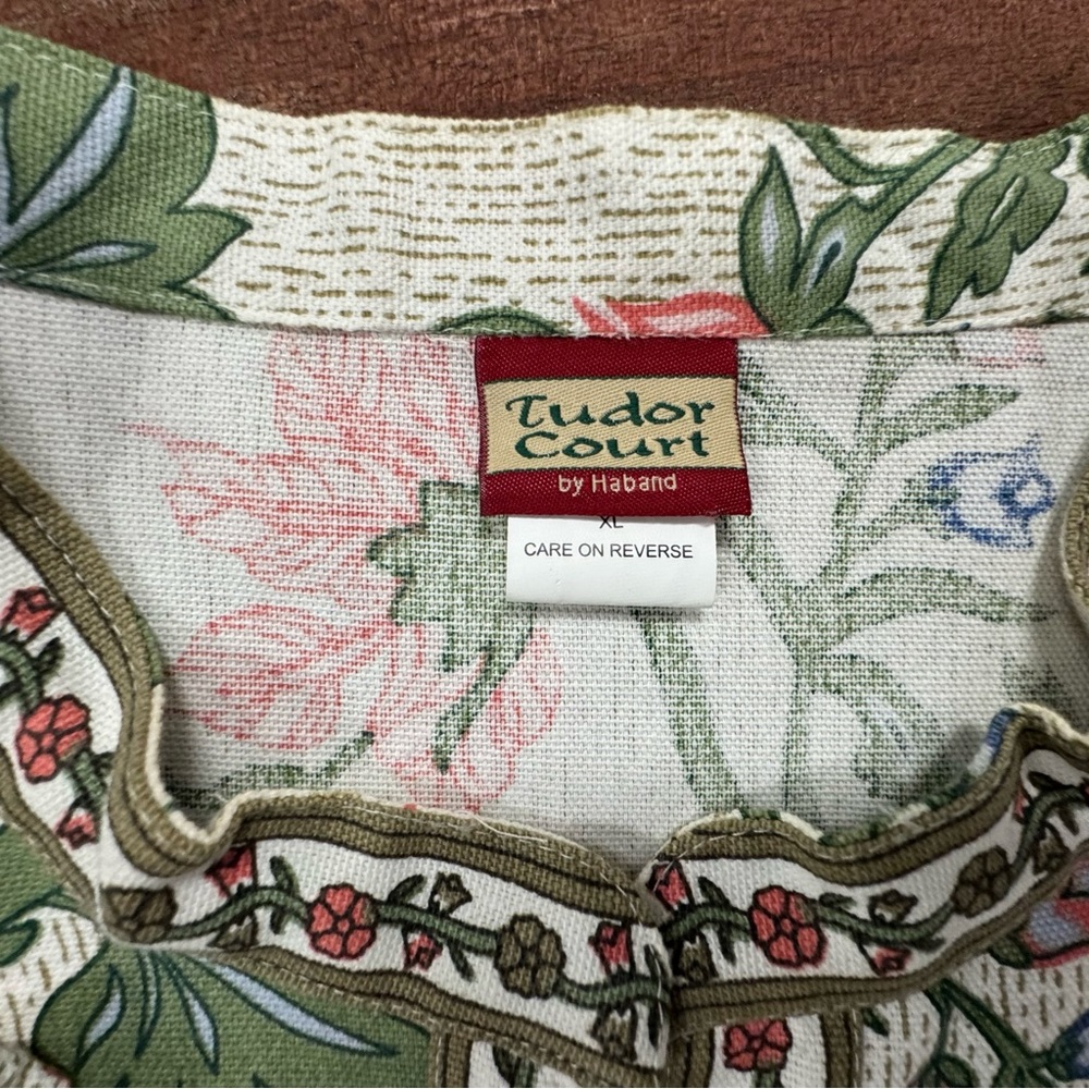 Tudor Court by Haband Floral Cotton Jacket Women’s XL Button Front Pockets - Picture 2 of 8